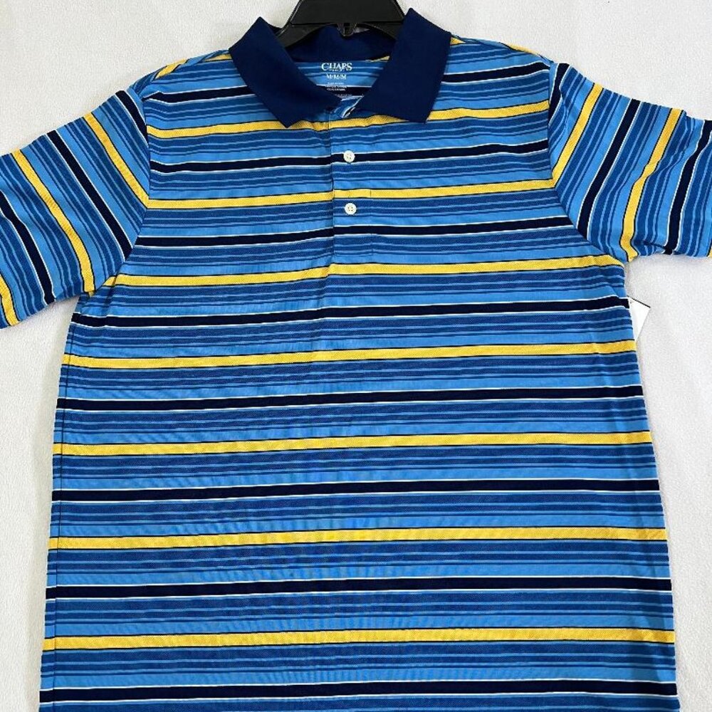 🆕CHAPS GOLF CHAPS STRIPED POLO TOP QUALITY MEN'S SIZE: MEDIUM NWT